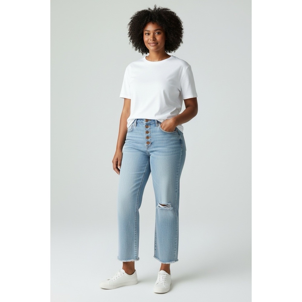 Universal Thread High Rise Vintage Straight Jeans 30x25 Blue Button Fly